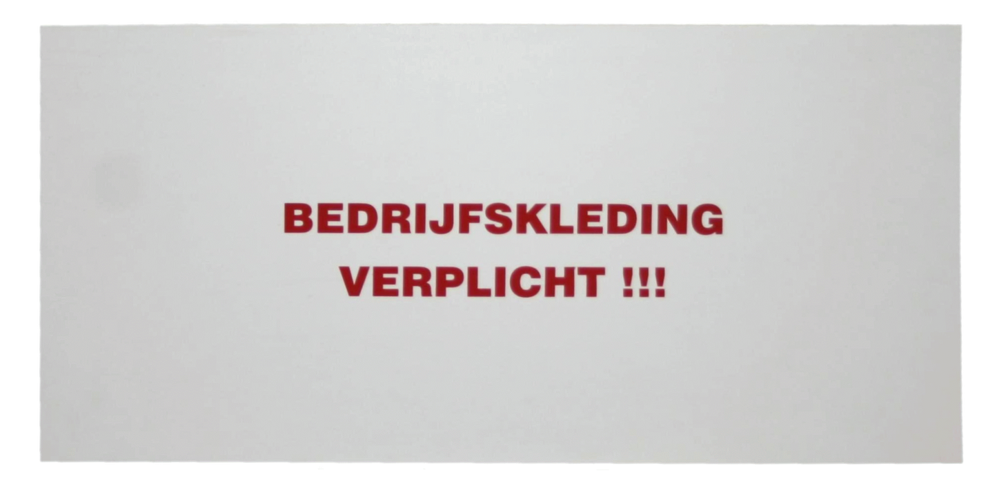 Bord Bedrijfskleding verplicht