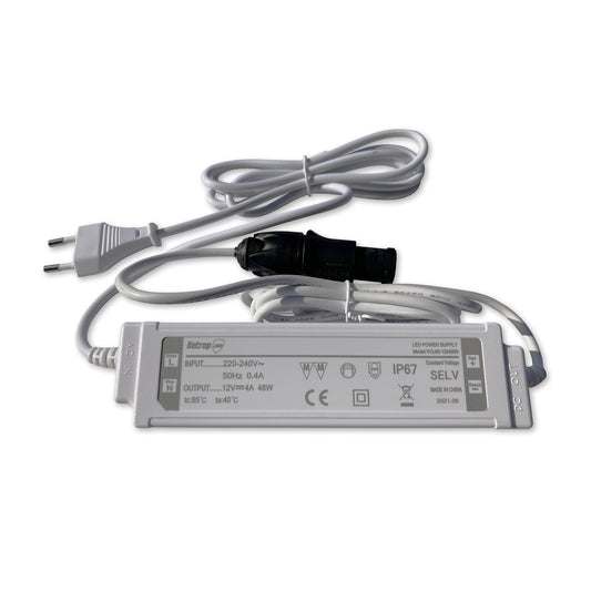 Outdoor adapter 230V/12V with connection cable and plug
