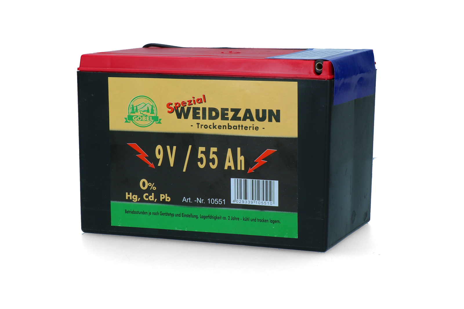 Batterij EG super 9V / 55Ah (H11,5 x L16,5 x B11,2 cm) 55 Ah