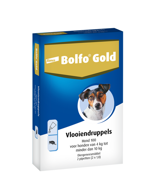 Bolfo Gold Vlooiendruppels Hond - 4 tot 10 kg - 100 mg 2 pipetten