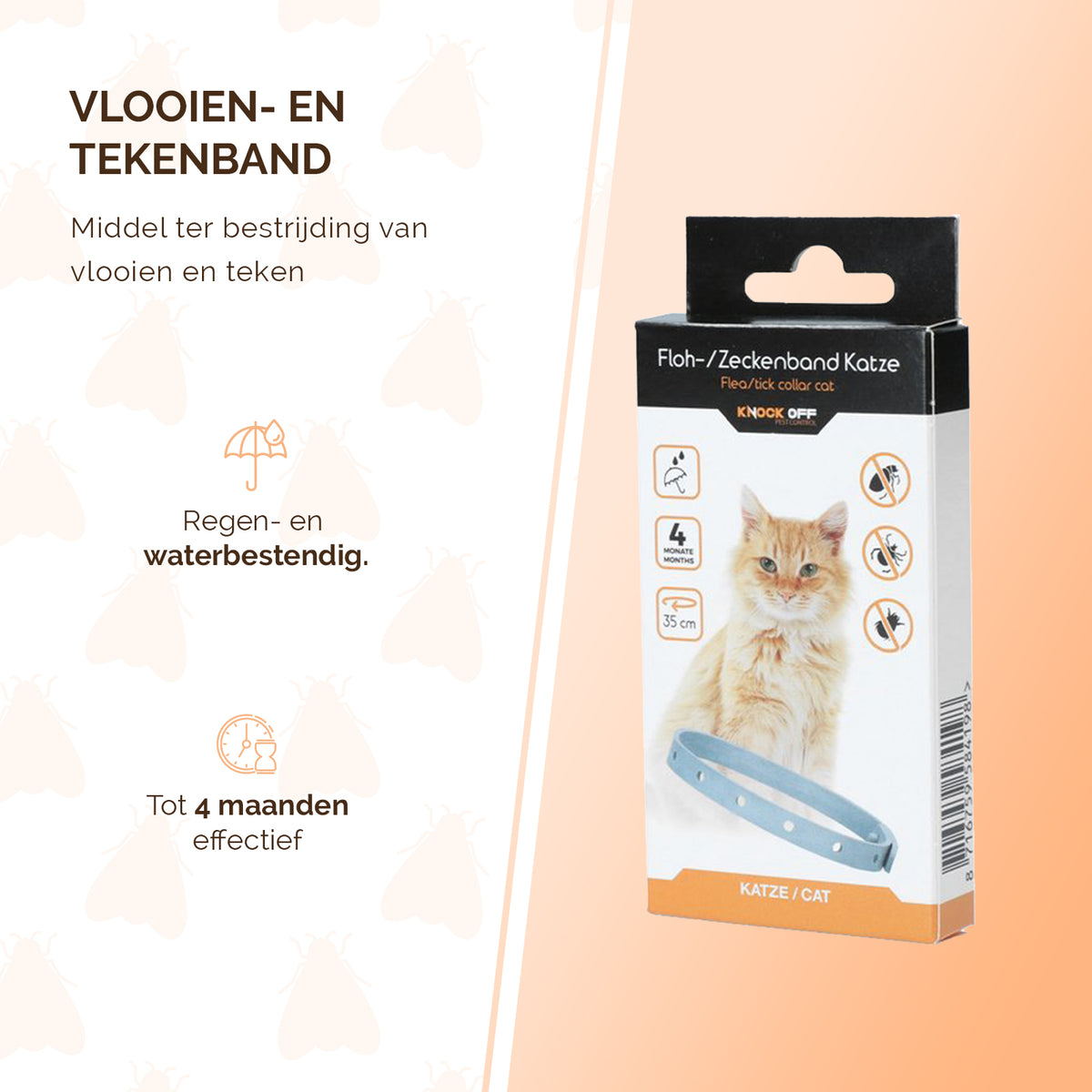 Knock Pestcontrol Vlooien/Tekenband Kat 33 cm DE/UK