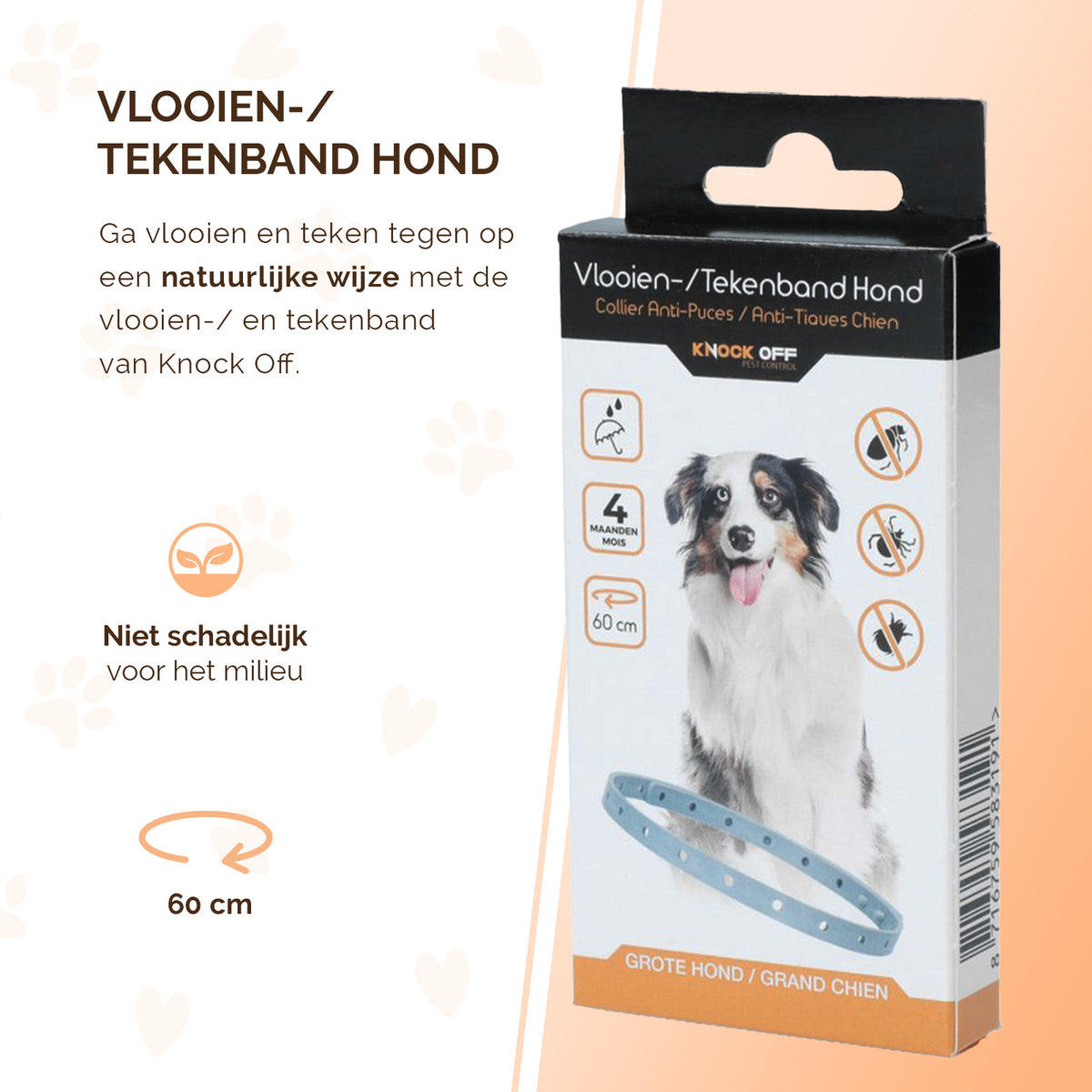 Knock Pestcontrol Vlooien/Tekenband Hond 59 cm NL/FR
