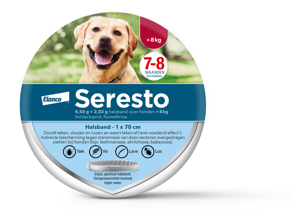 Seresto vlooien- en tekenband voor honden Vanaf 8 kg (4,50 g + 2,03 g)