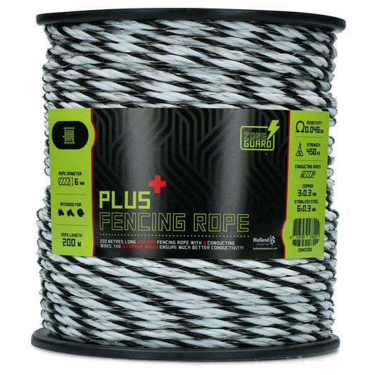 ZoneGuard 6 mm Plus afrasteringskoord zwart en wit 200 m